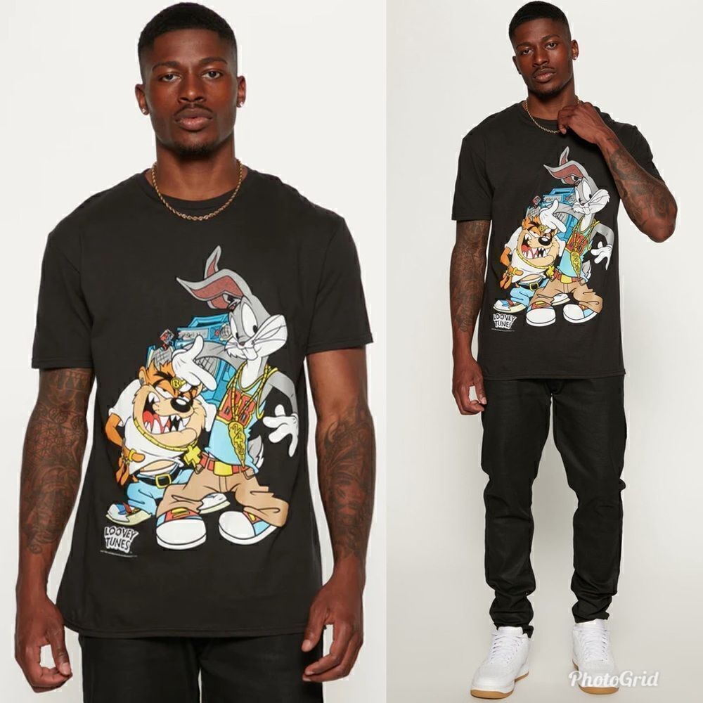 2/$30 Fashion Nova Looney Tunes Rapper Short Sleeve Tee - Black